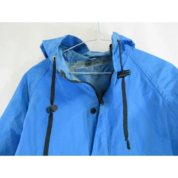 REI Co-op Rain Shell Blue Mens Vintage Raincoat Zip-up w Hood Nylon Small Jacket - Picture 5 of 12